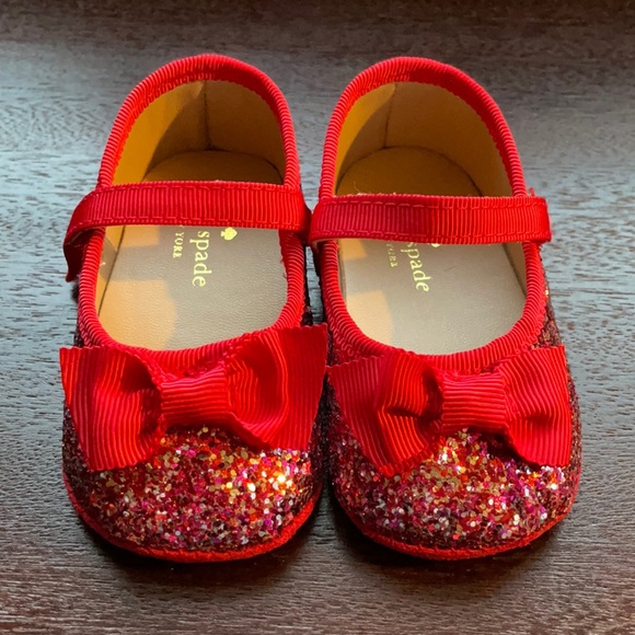 kate spade Other - Kate Spade Glitter Mary Jane With Bow Crib Shoes
